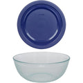 4.5 Quart Glass Mixing Bowl With Blue Lid Q23657