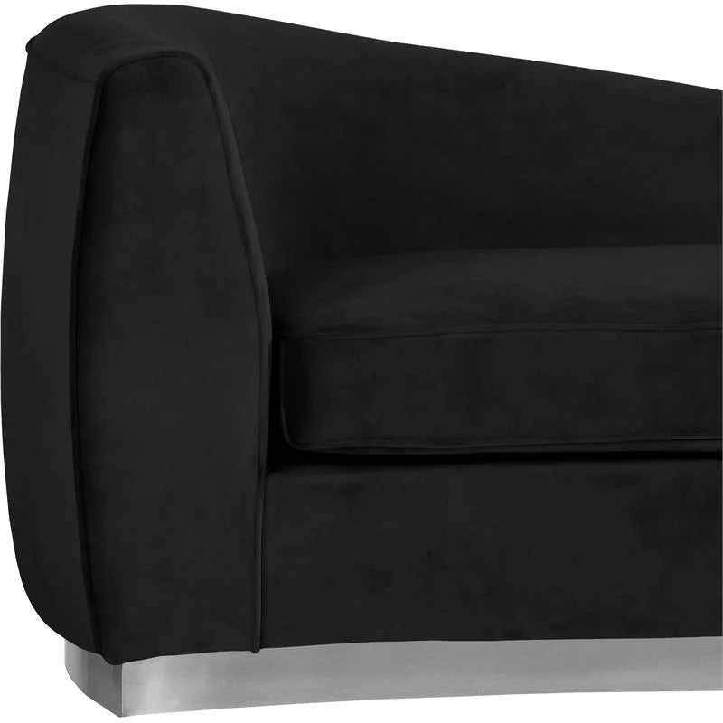 Velvet Accent Chair and Chaise 2-Piece Set Black Chrome C529