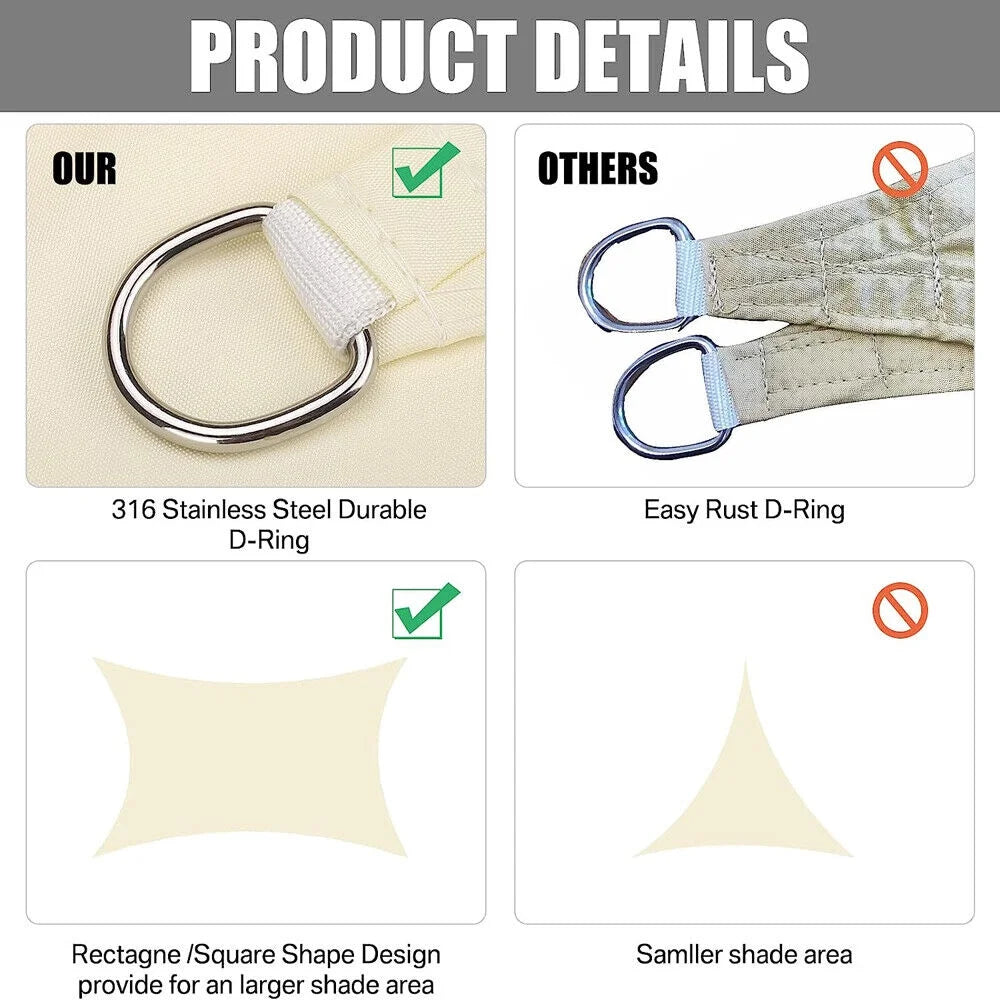 Waterproof Shade Sail Sun Canopy Cover H9576