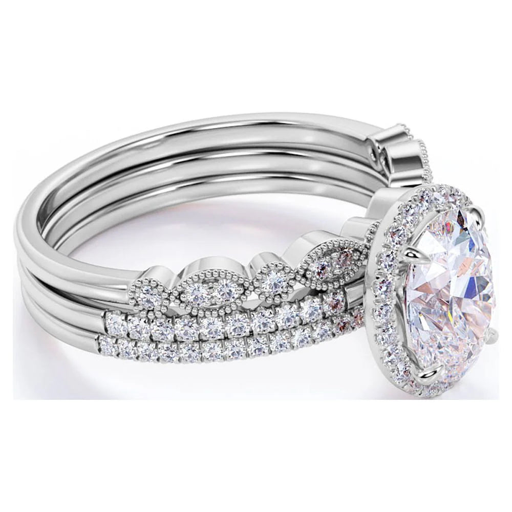 2 Carat Moissanite Wedding Trio Ring Set P1205