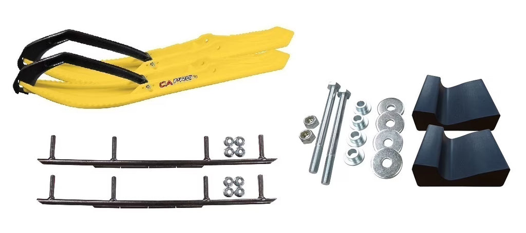 Yellow Snowmobile Skis with 8" Round Bars Complete Kit B300