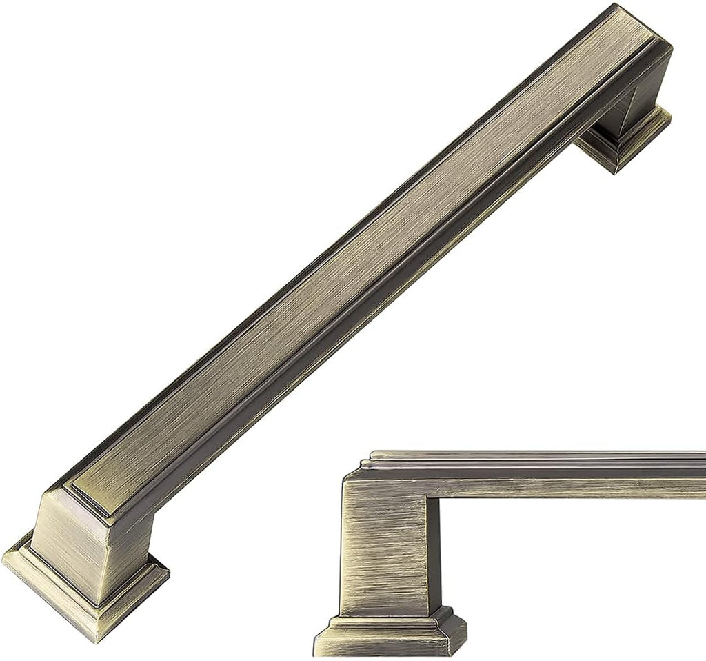 10 Pack Antique Brass Cabinet Hardware Pulls，4.5 inch Length Solid Cabinet Handles，3.75-inch Hold Centers H203573