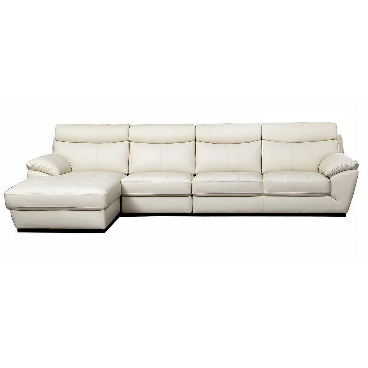 White Leather Left Side Facing Chaise Sectional C2902