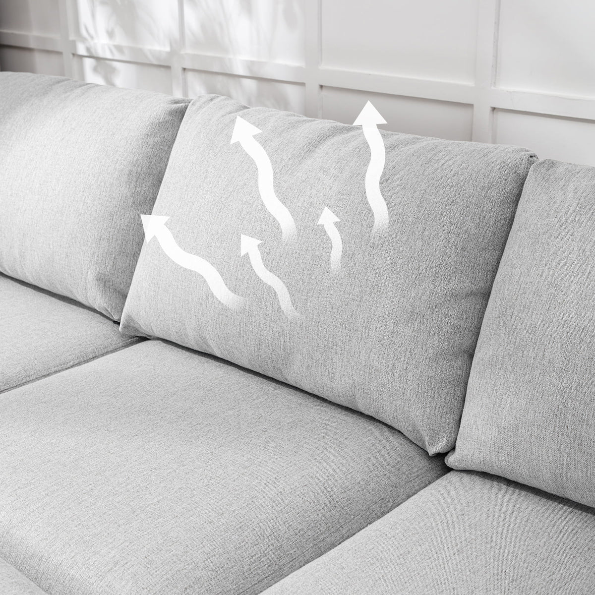Small Sectional Sofa 3 Seater with Storage Ottoman Light Grey B650