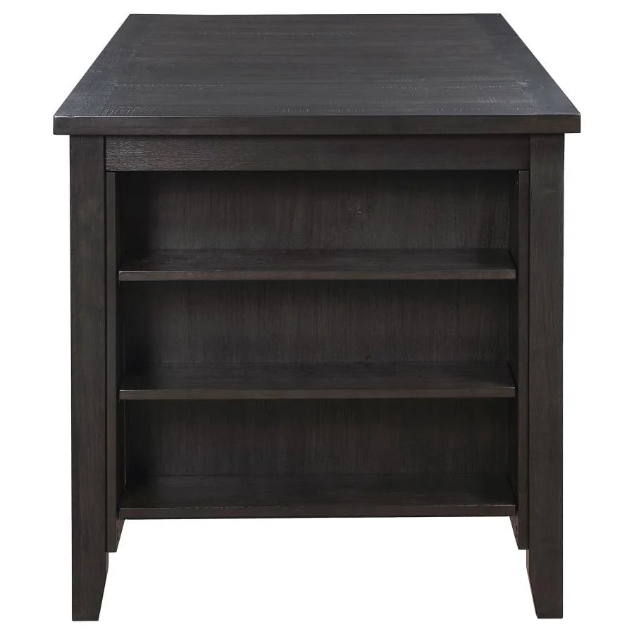 Counter Height Dining Table with Storage Shelves Dark Grey T228
