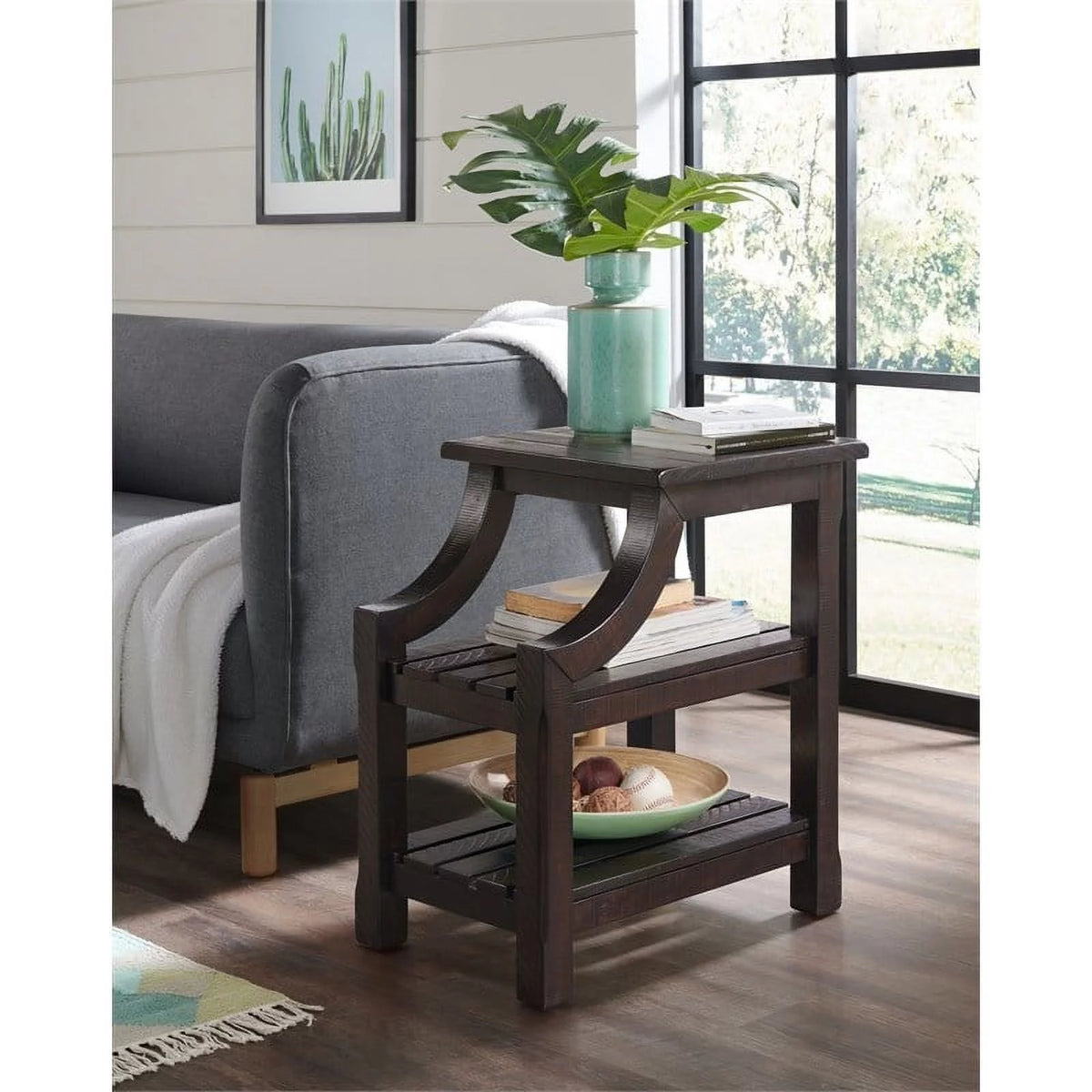 Espresso Coffee Table and Chairside Table Set C60338
