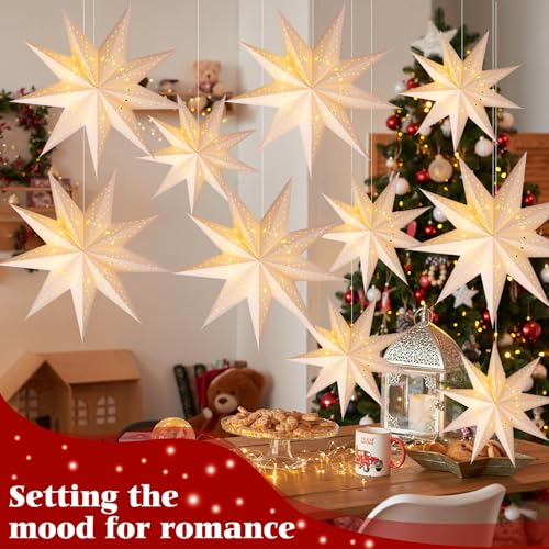 12 Set 9 Pointed Hanging Star Paper Lanterns with String R144