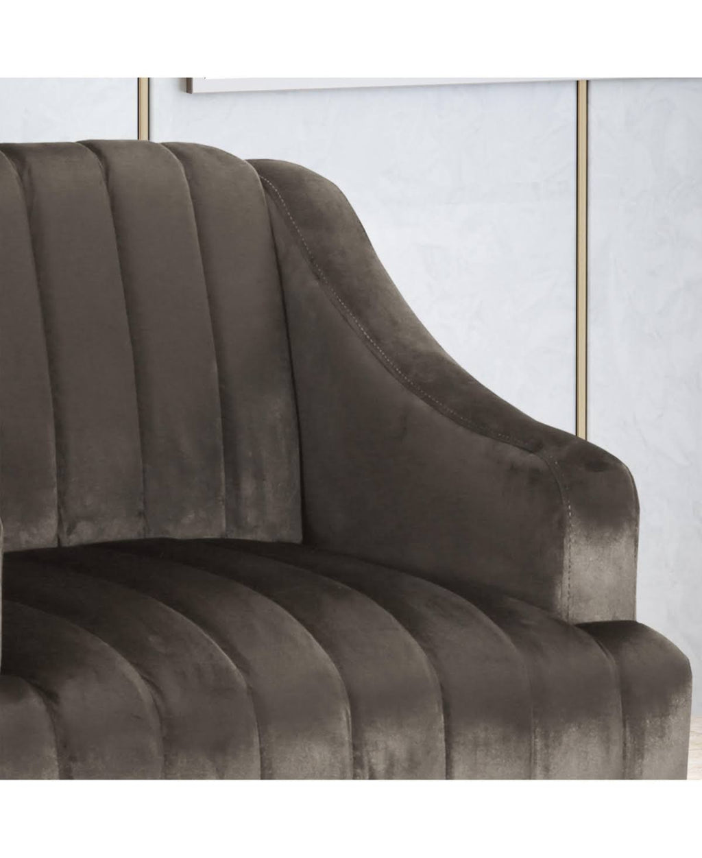 Gray and Dark Brown Velvet Club Chair I927