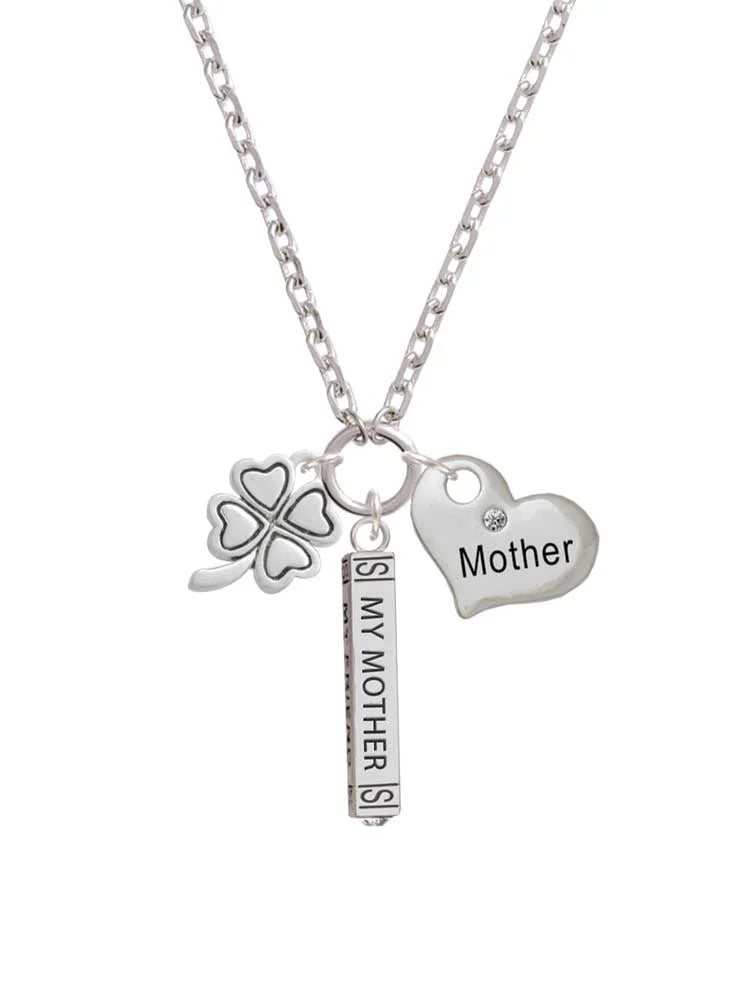 Silvertone Four Leaf Clover Bar Necklace R333348