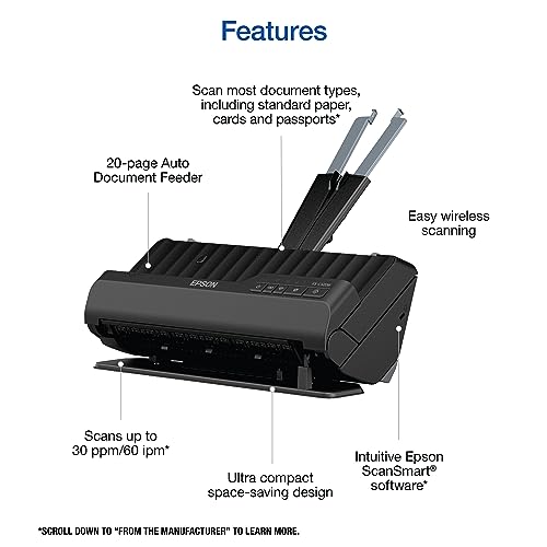 Wireless Compact Desktop Document Scanner with Auto Document Feeder K476