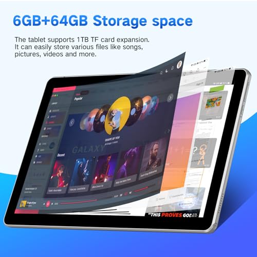 10.1 inch 4G LTE Tablet with SIM Card Slot, 64GB Storage K5358