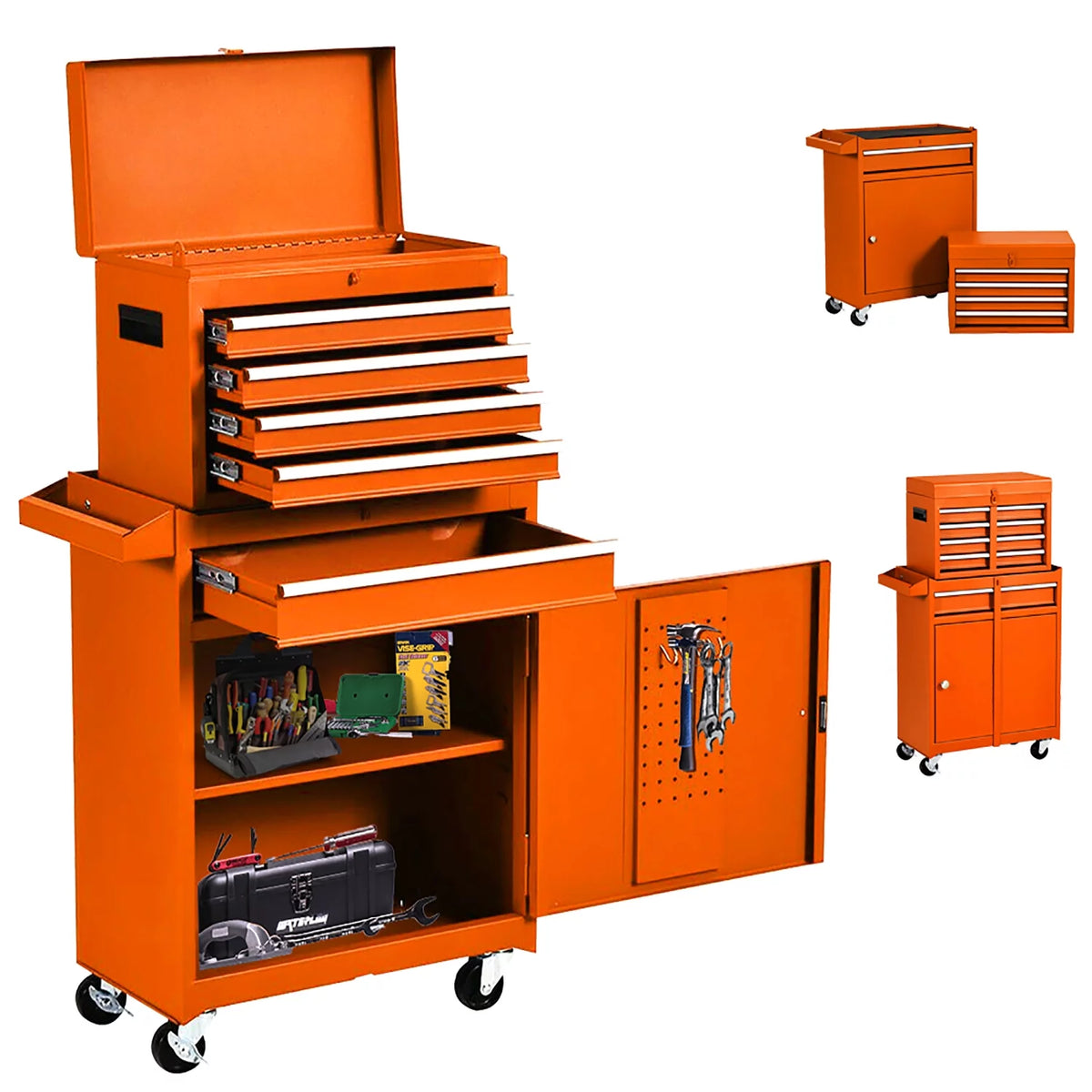 Orange 5-Drawer Rolling Steel Tool Chest with Lockable Drawers H617803