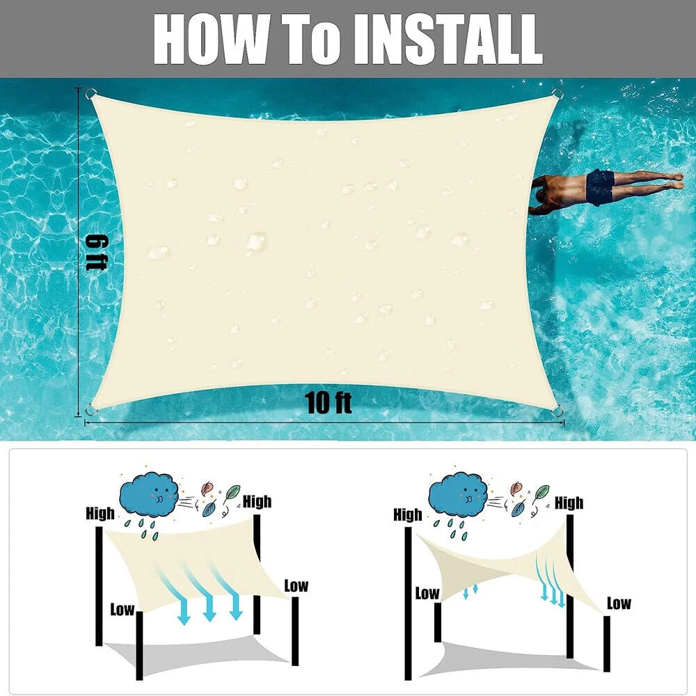 Waterproof Shade Sail Sun Canopy Cover H9576