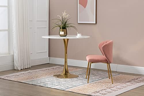 Dark Green Velvet Accent Chair with Golden Metal Legs V279723