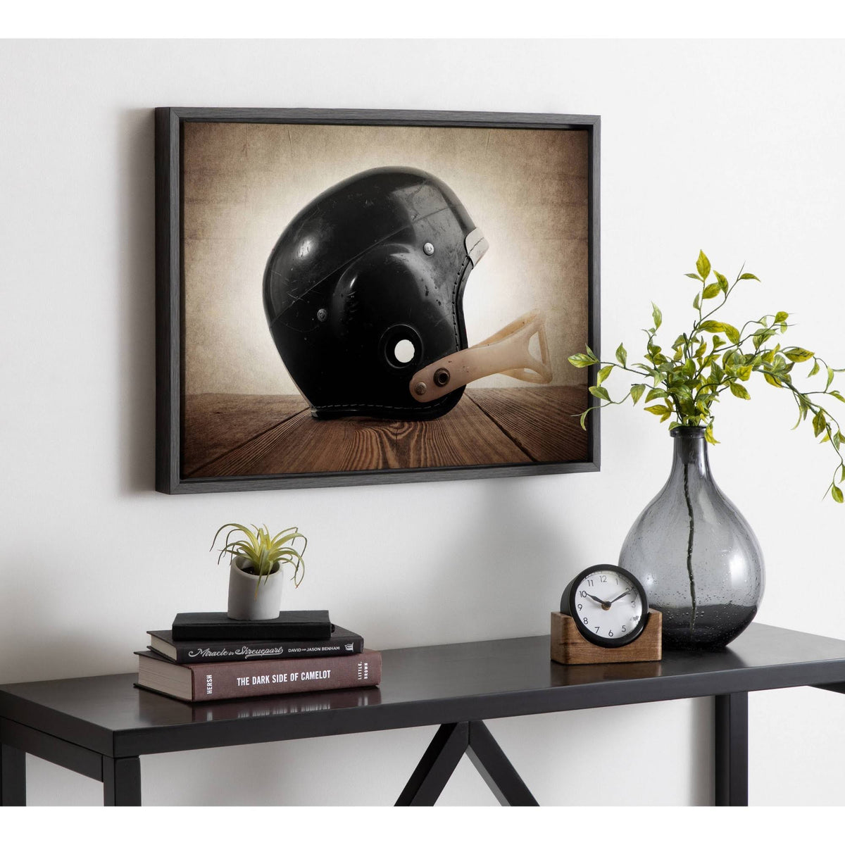 Vintage Helmet Framed Canvas D1726