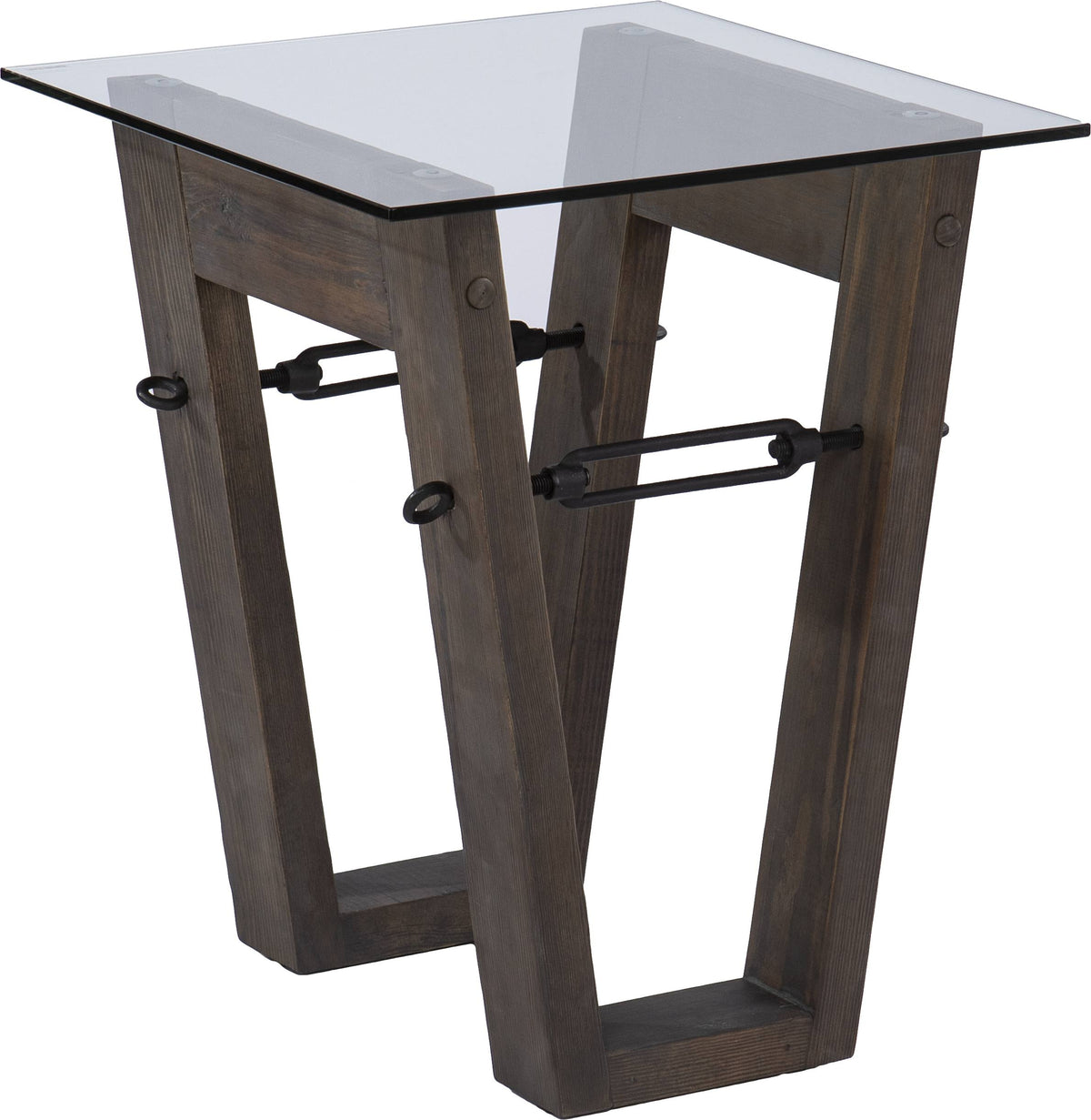 Clear and Brown Reclaimed Wood End Table T120
