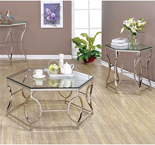 2-Piece Chrome Metal Coffee Table Set P79448