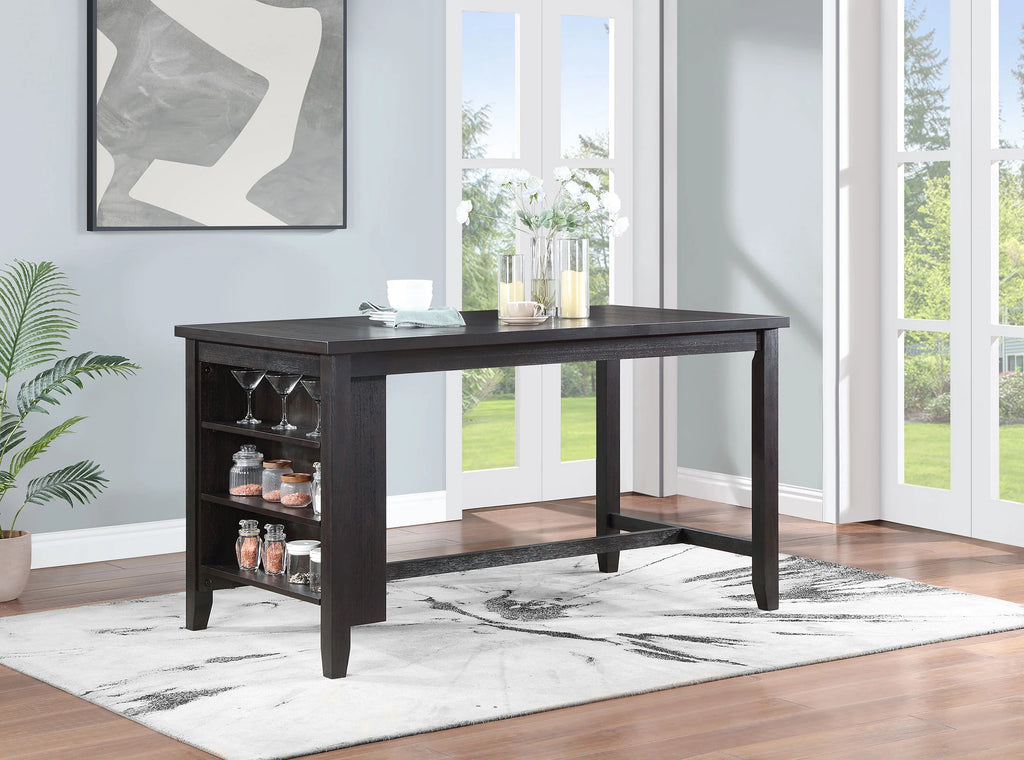 Counter Height Dining Table with Storage Shelves Dark Grey T228