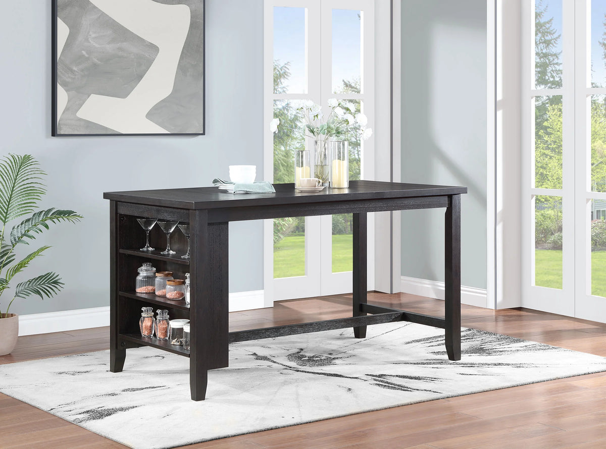 Counter Height Dining Table with Storage Shelves Dark Grey T228