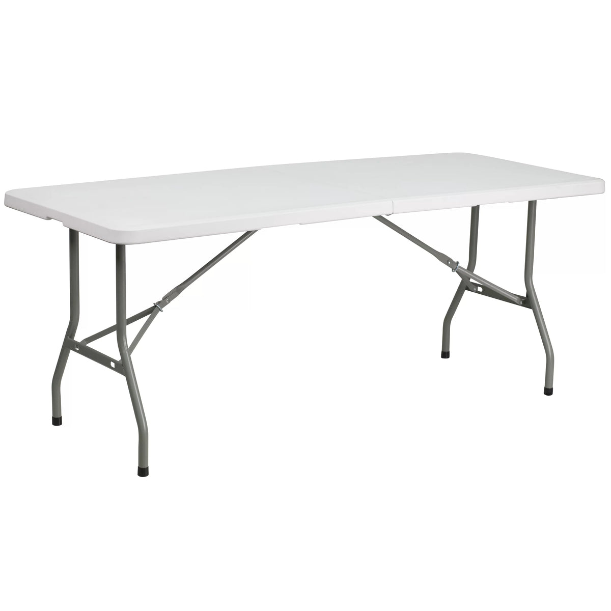 6-Foot Bi-Fold Granite White Plastic Folding Table with Carrying Handle R44073
