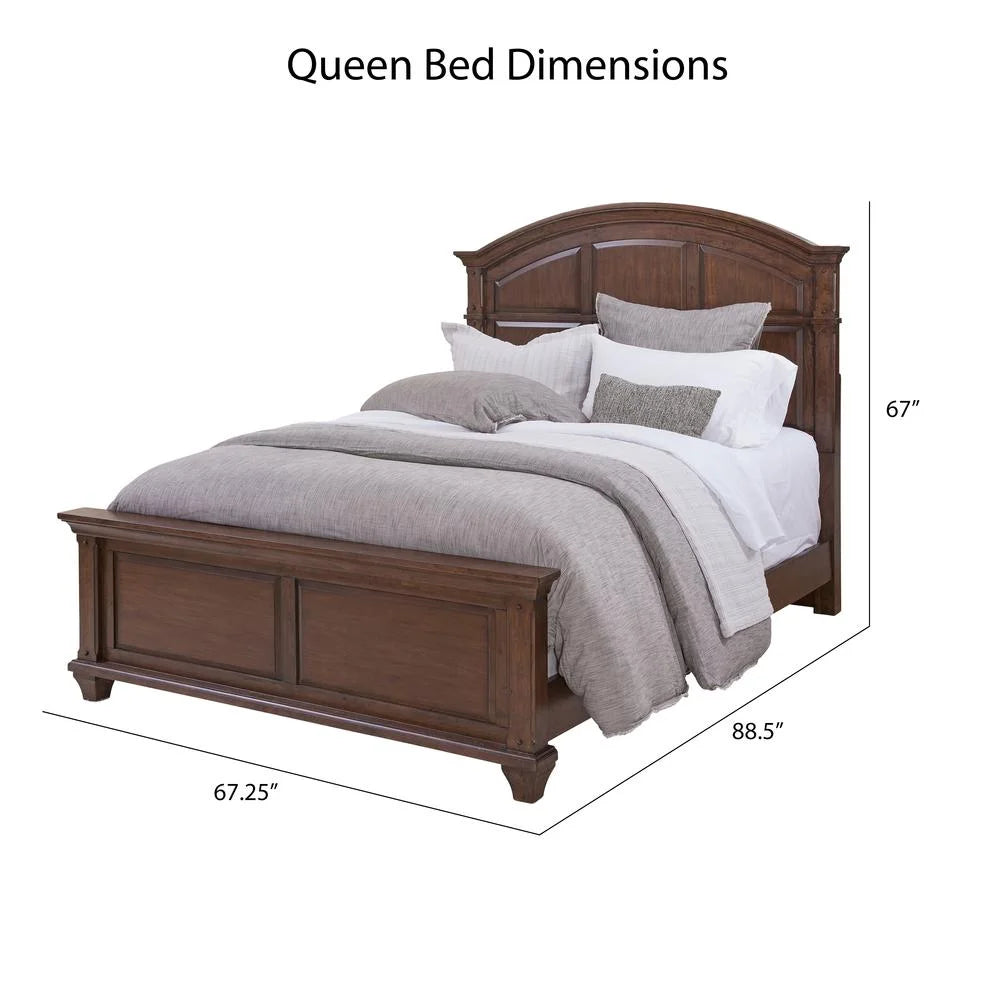 Cherry Finished Wood Queen Panel Bed M3708