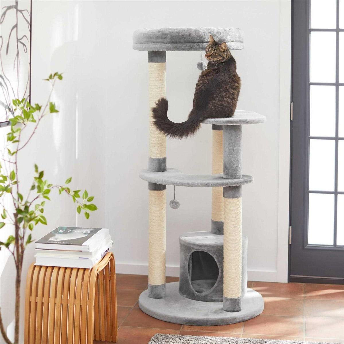 59.5-in Faux Fur Cat Tree Condo Y86698