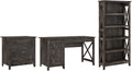 Computer Desk with 2 Drawer File Cabinet and 5 Shelf Bookcase Y7967