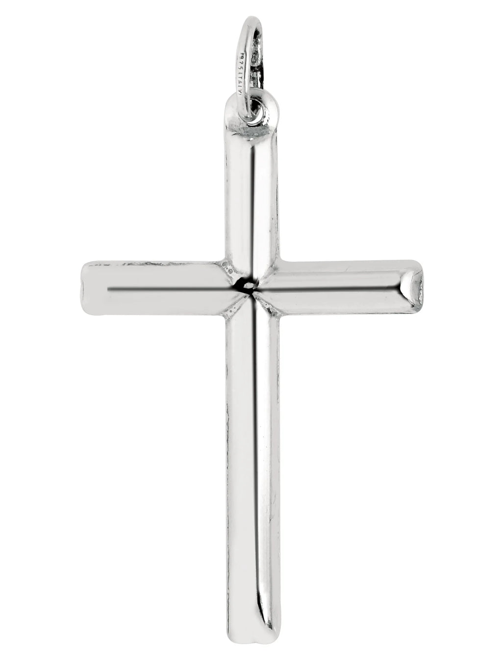 Sterling Silver Tubular Cross Charm Necklace 24 Inches E34672