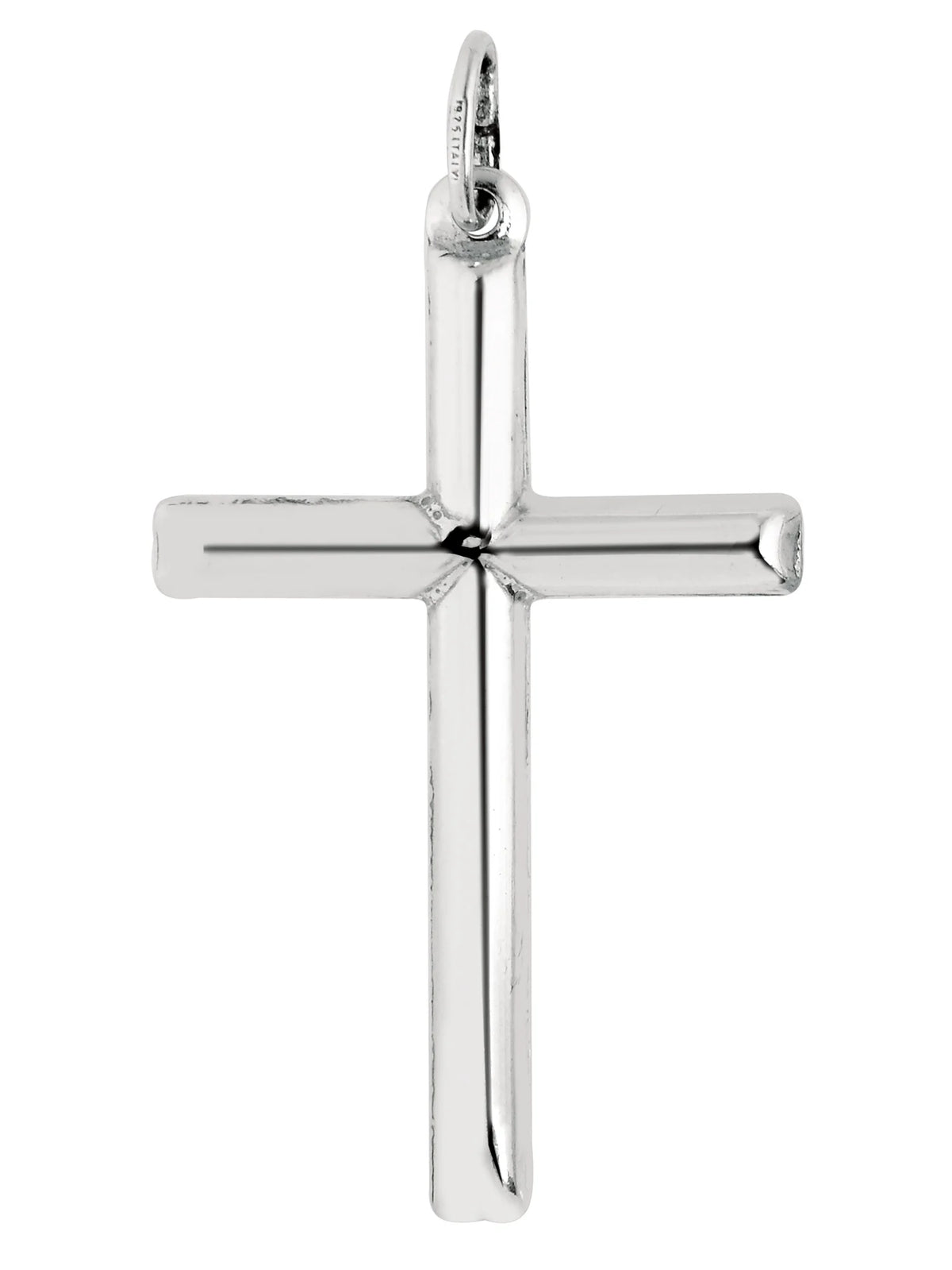Sterling Silver Tubular Cross Charm Necklace 24 Inches E34672