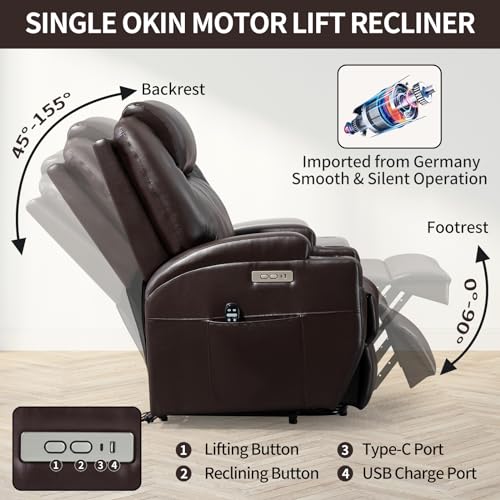 Black Power Lift Recliner Chair with Heat and Massage E501