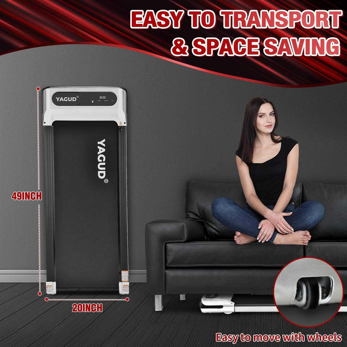 2.5 HP Under Desk Treadmill with Remote Control Y513