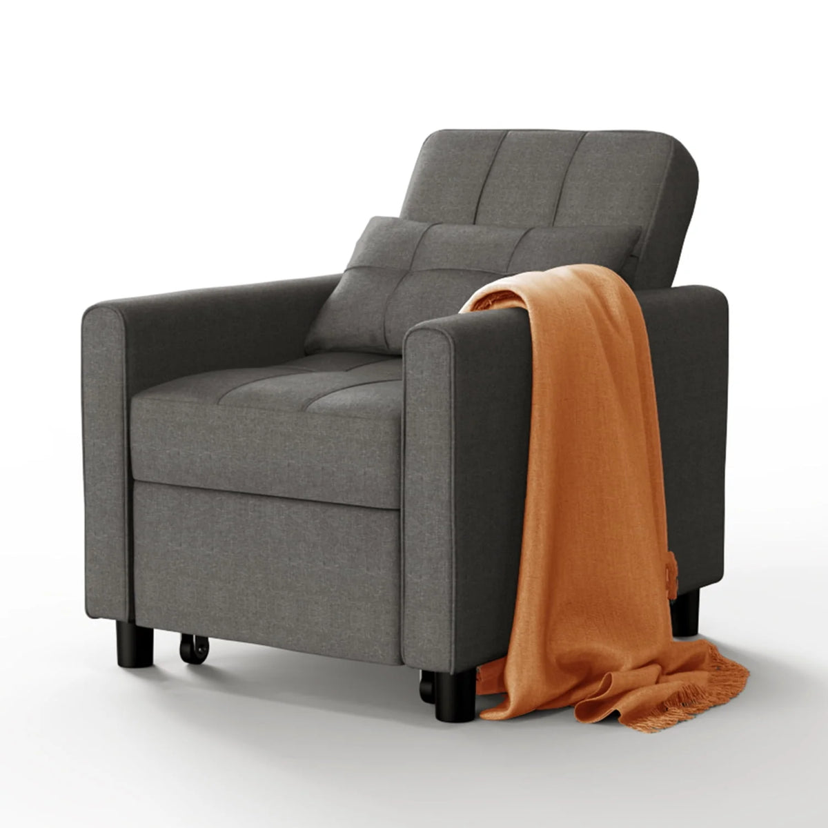 Adjustable 3 in 1 Sleeper Sofa Bed with Metal Frame, Dark Gray M352