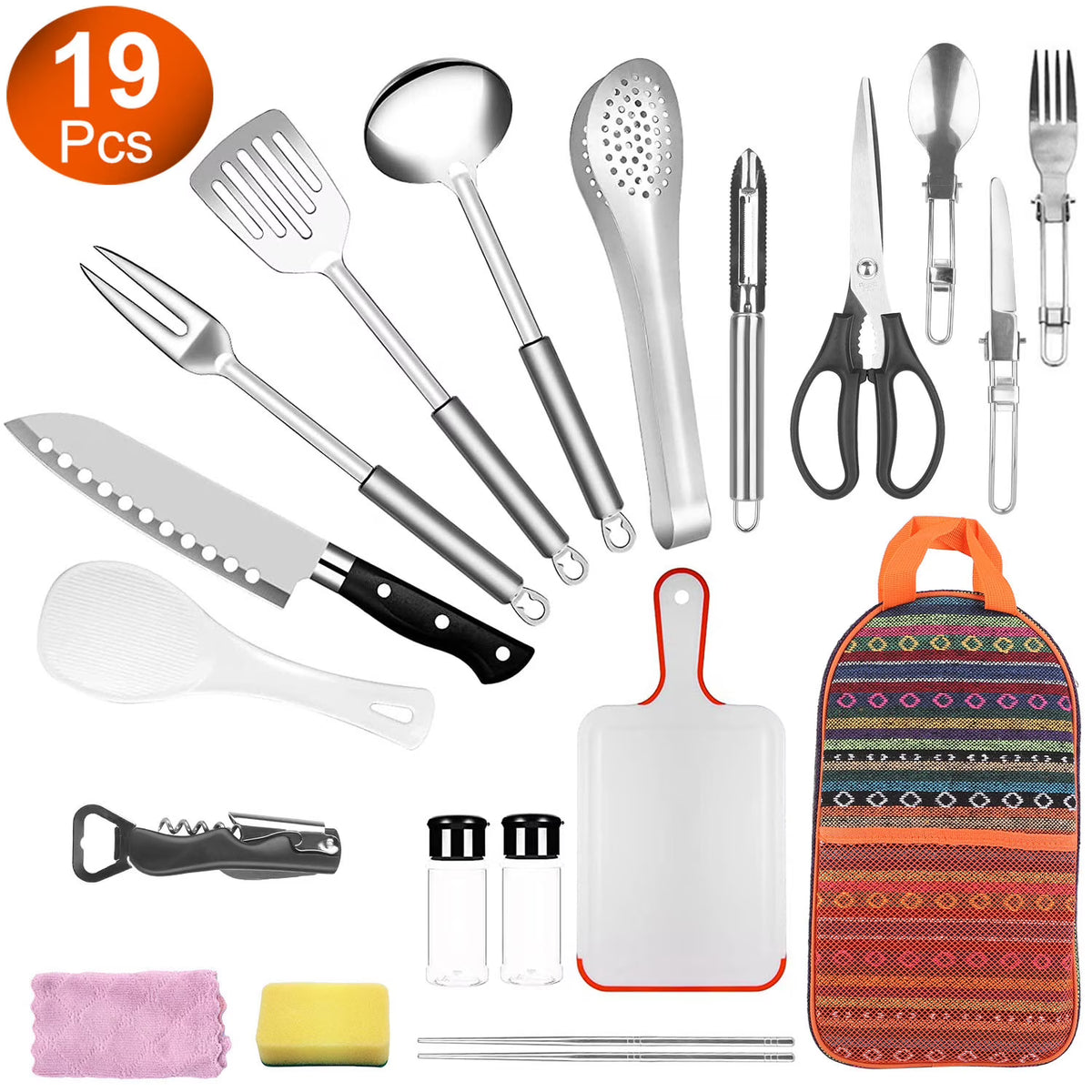 19Pcs Camping Cookware Set with Storage Bag O1439