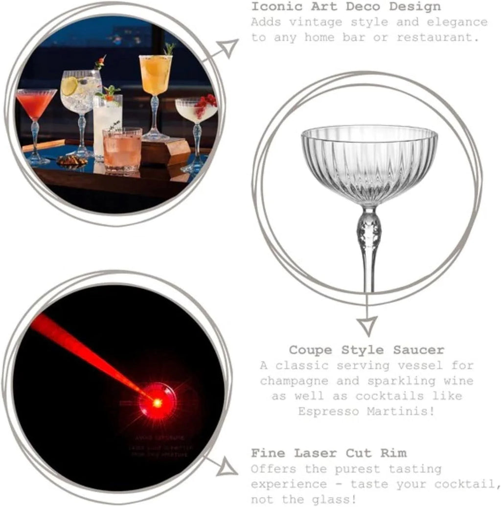 Clear 7.75 Oz Cocktail Coupe Glass Set Of 4 X106