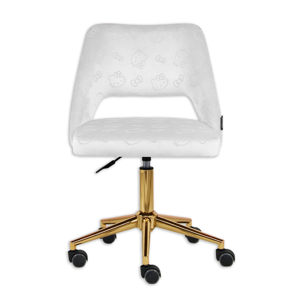White Velvet Swivel Vanity Chair with Wheels Q4013