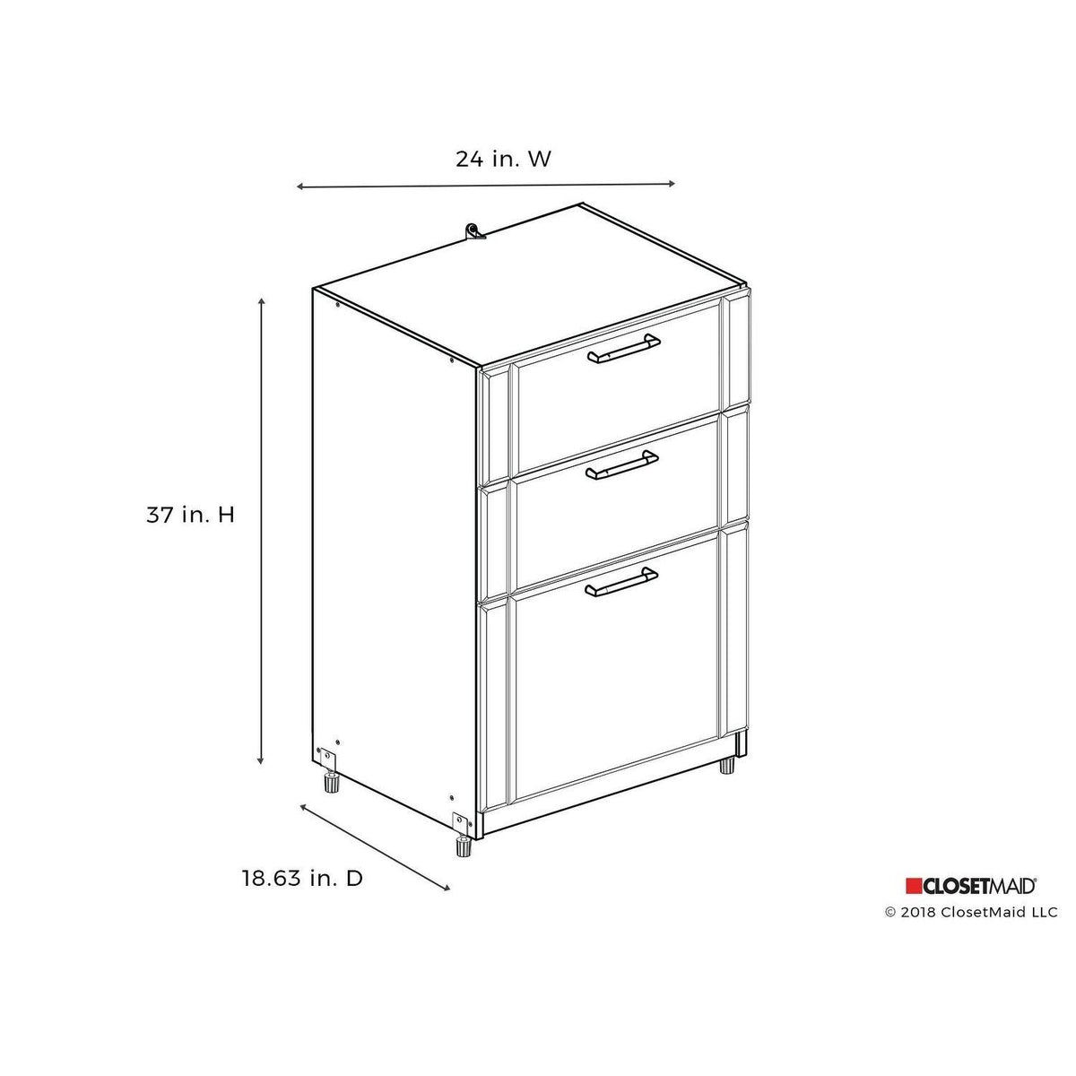 Black 3-Drawer Freestanding Base Cabinet P590070