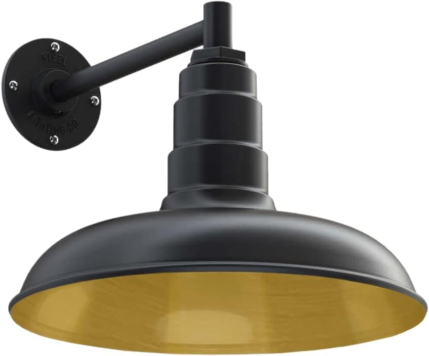 Black Steel Dome Gooseneck Barn Light T808202