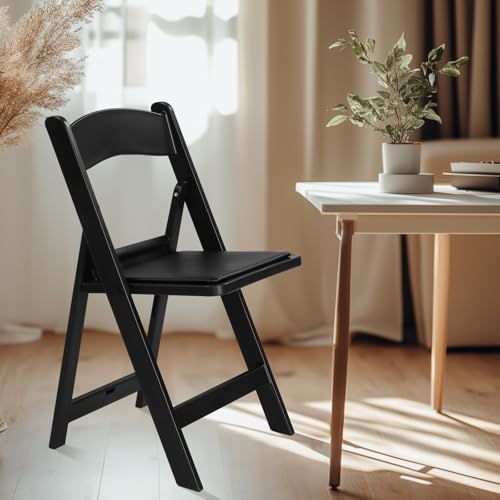 Black Resin Stackable Folding Chair with Padded Seats H379018