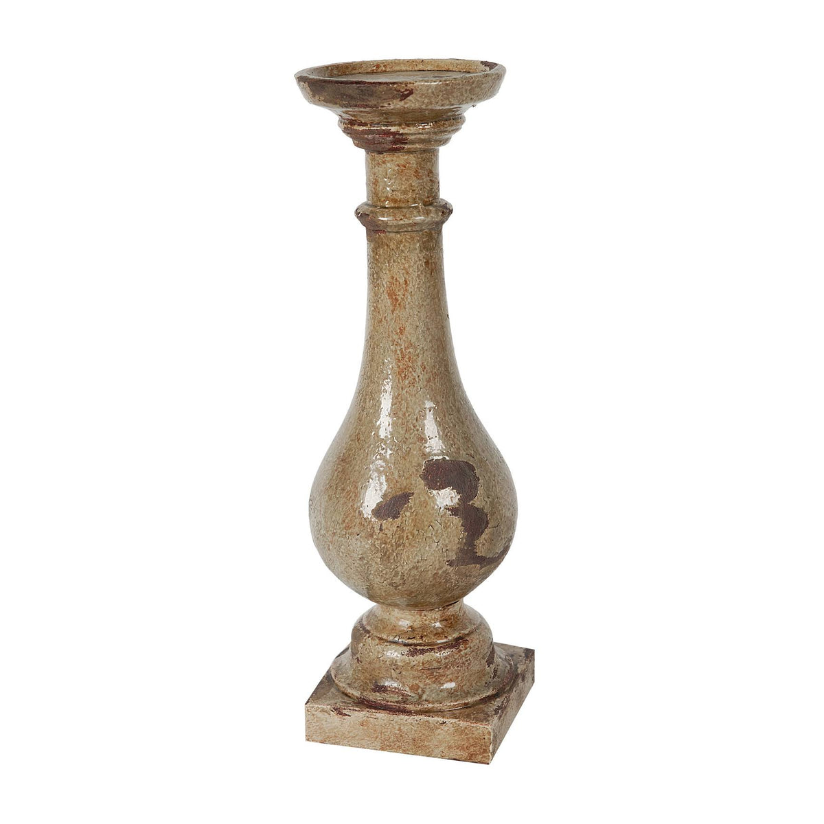 Ceramic Candle Holder, Light Brown F235