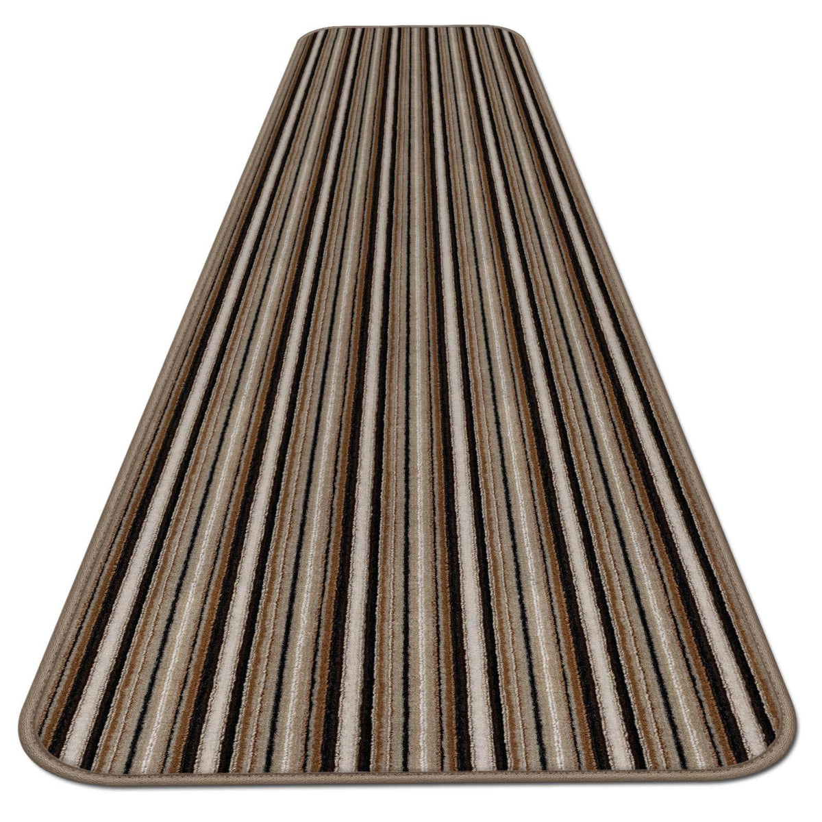 Mocha Brown Stripe Skid-Resistant Carpet Runner 8 ft. x 36 in. V238