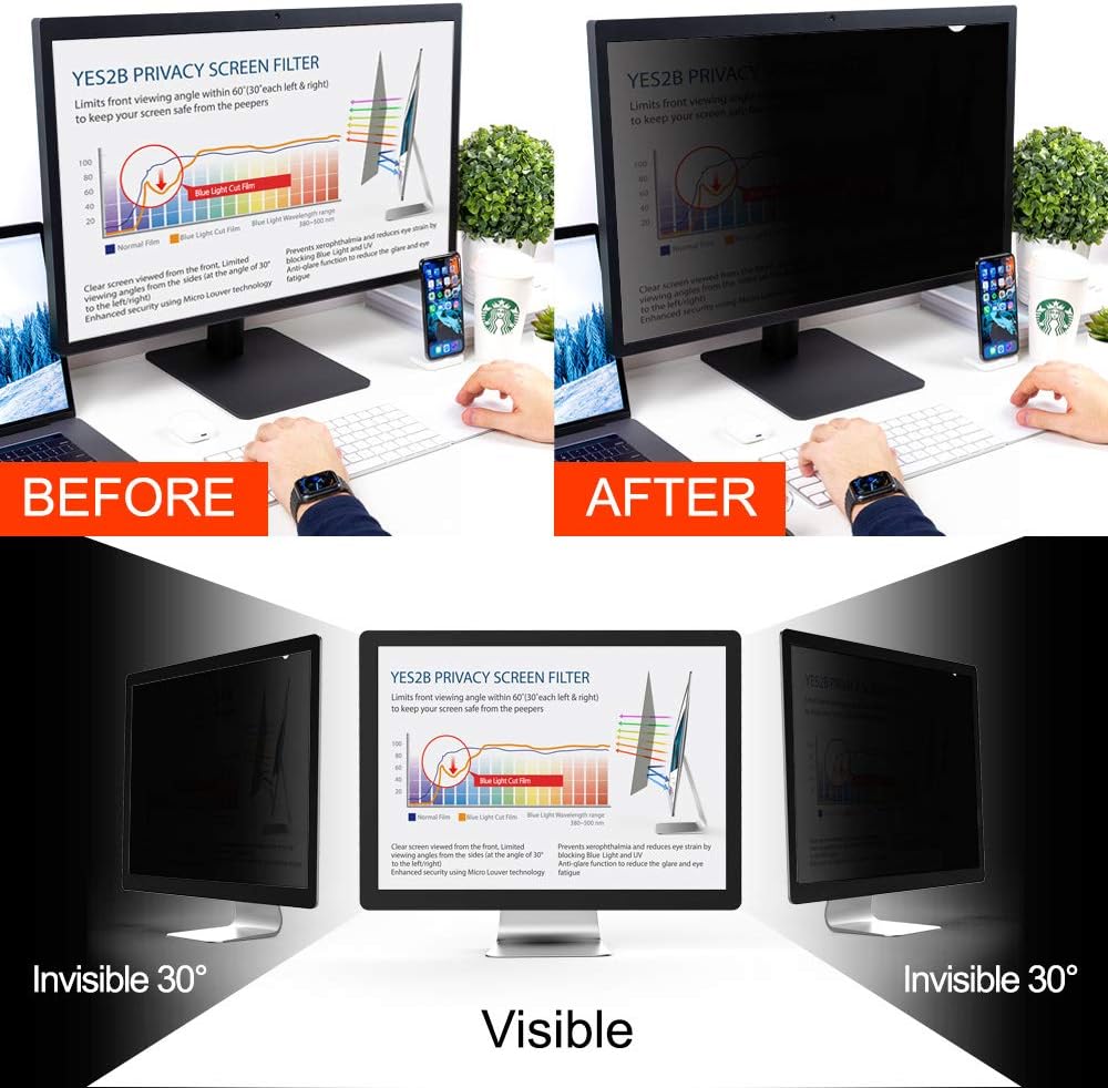 26 Inch Monitor Privacy Screen Filter for 16:10 Widescreen Display, Anti Spy, Blue Light Blocking, Anti Glare, Pack of 2 E5695