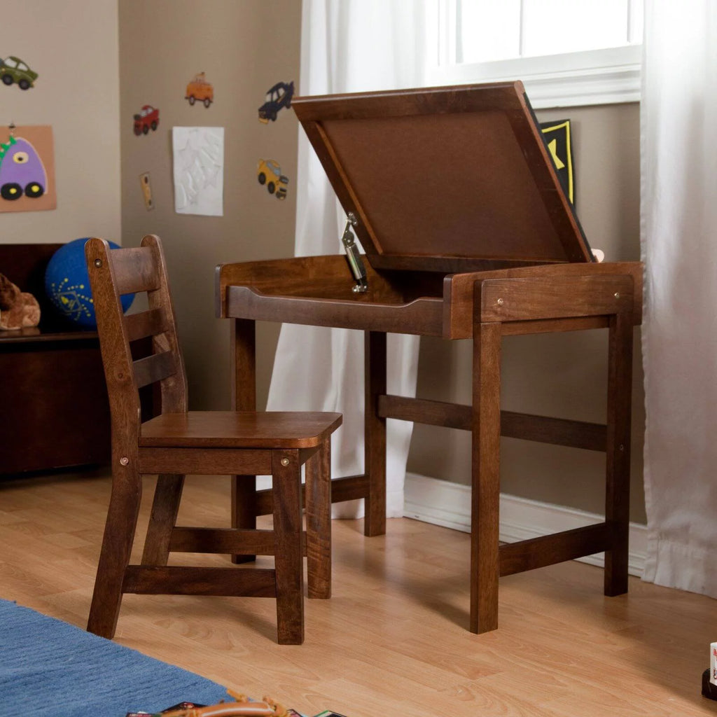 Child Study Desk and Chair Set Walnut Finish E912