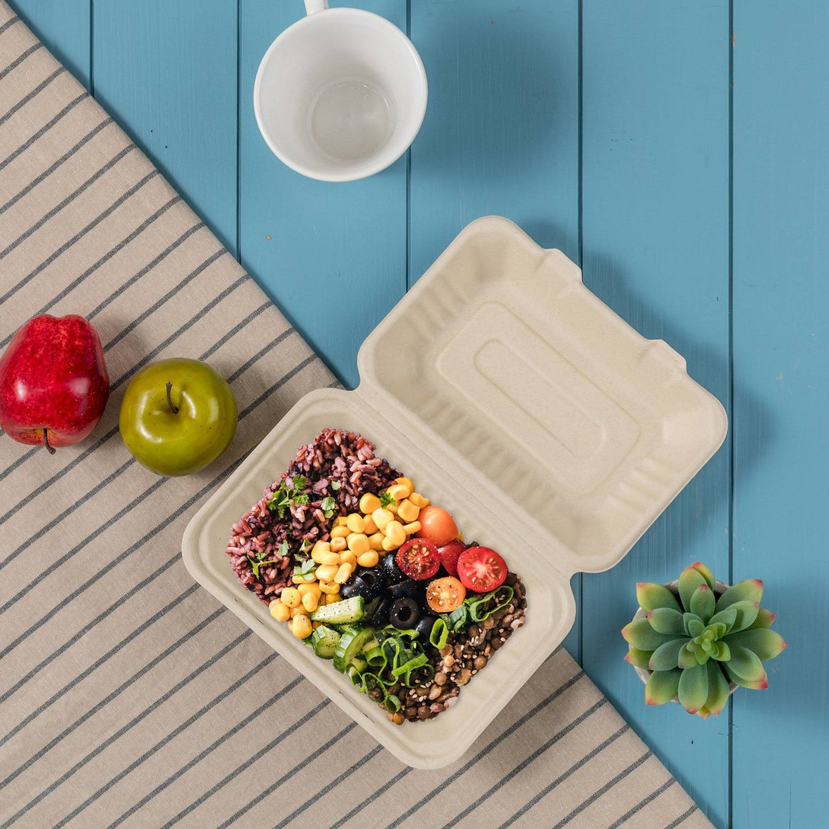 9 inch Compostable Disposable Sugarcane Clamshell Containers, 300 Pack W465227