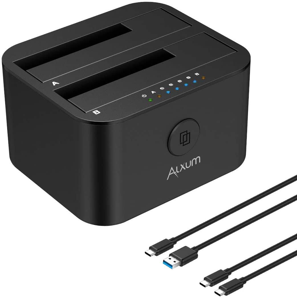 USB C and USB A Two Bay SATA Hard Drive Docking Station O6630