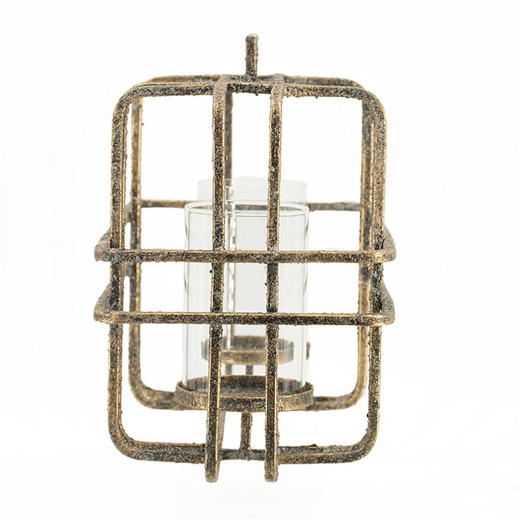 Beige Caged Hurricane Glass Candle Holder N75887