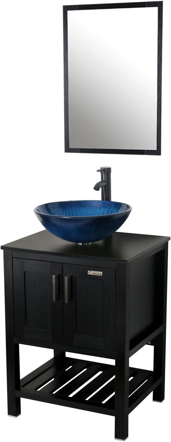 24 inch Bathroom Vanity with Ceramic Vessel Sink and Faucet E41577