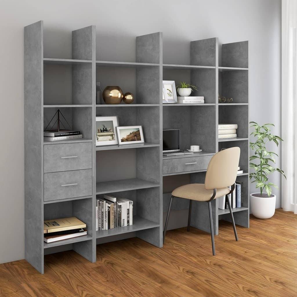 Concrete Gray Chipboard Book Cabinet U409512