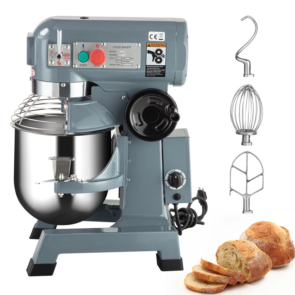 15Qt 600W 3-Speed Commercial Stand Mixer with Stainless Steel Bowl, Dough Hook, Whisk, Safety Guard L444