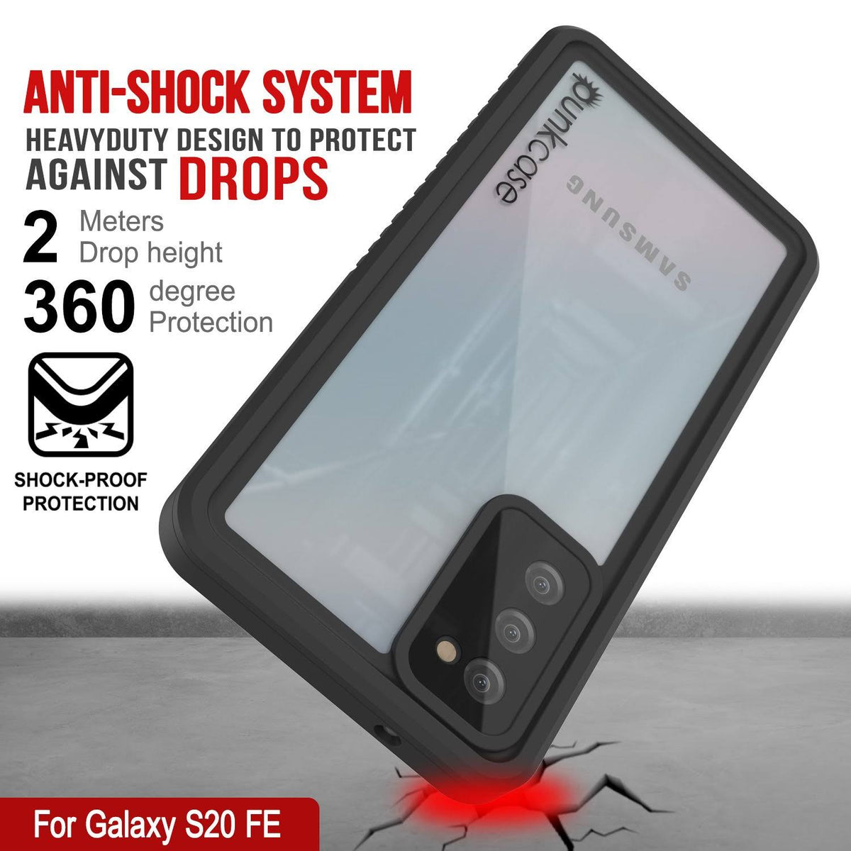 Water/Shock/Snowproof Slim Screen Protector Case Pink S7035