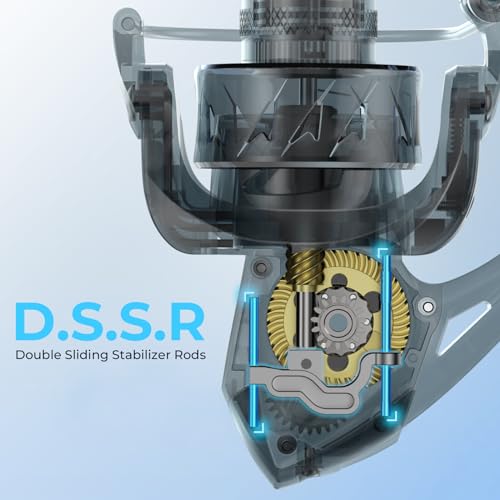 Spinning Fishing Reel with 39.5LBS Max Drag, 6.2:1/5.2:1 Gear Ratio, 10+1 Stainless BB P612